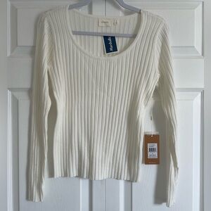 Cyrus Cream Ribbed Knit Sweater